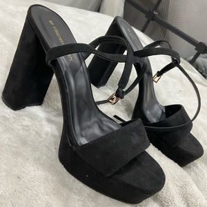 black platform heels